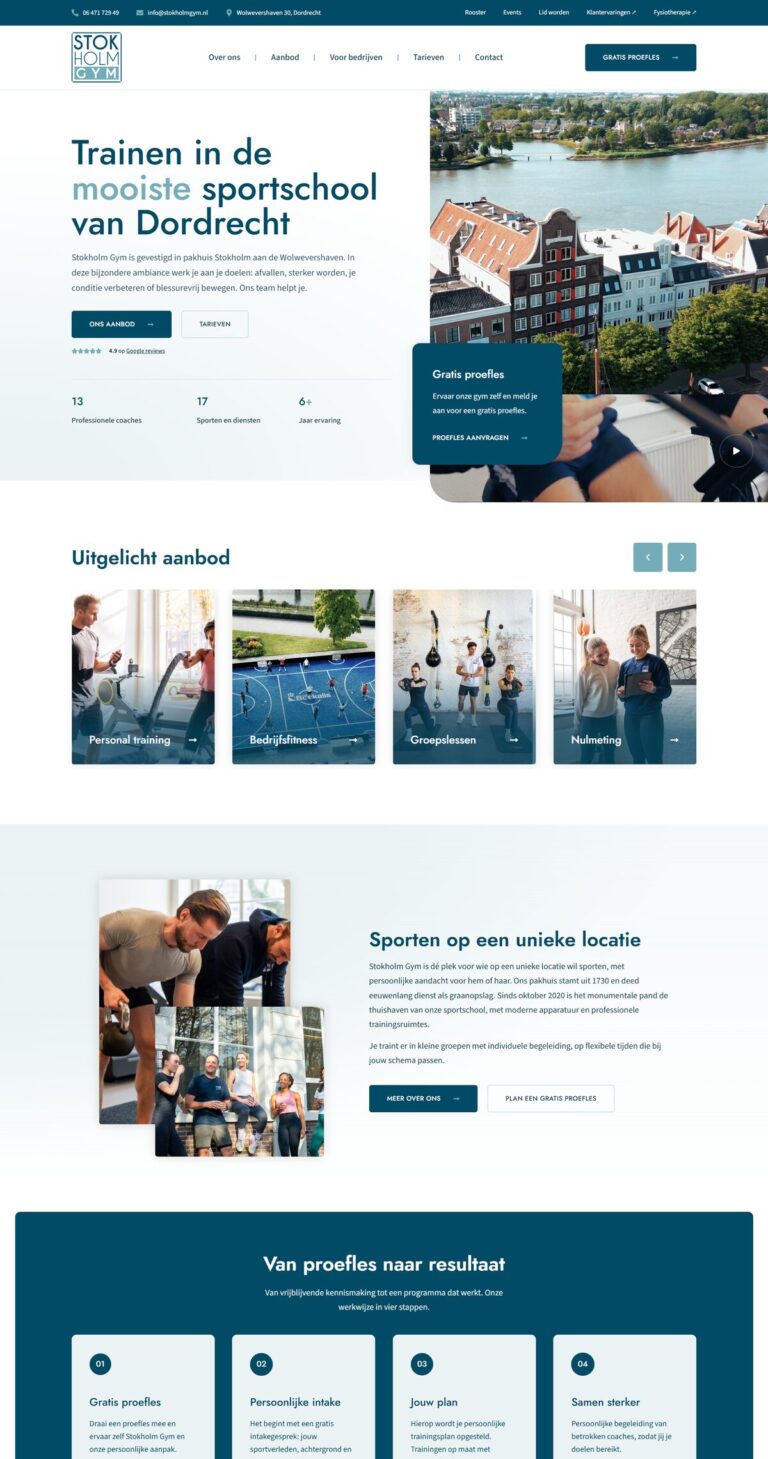 Homepage van de website van Stokholm Gym (stokholmgym.nl)